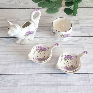 Royal Patrician fine bone china cat creamer and sugar set with accessories